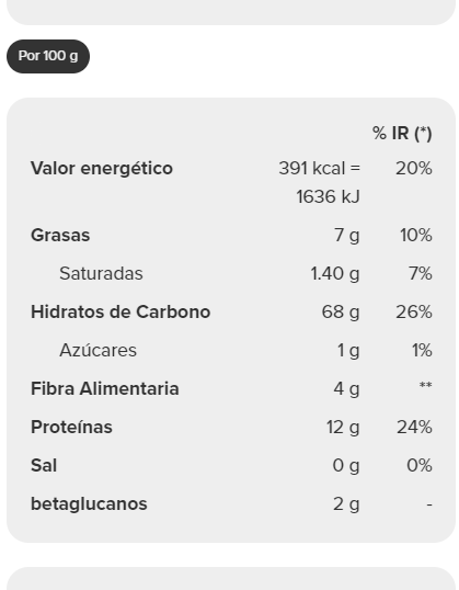 Avena instantánea en polvo 1000 g