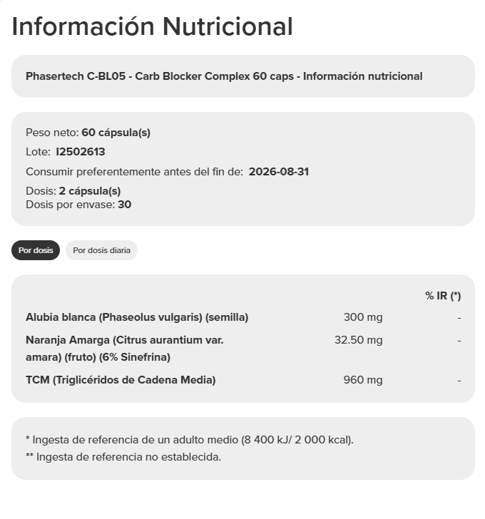 Phasertech C-BL05 - Carb Blocker Complex 60 caps